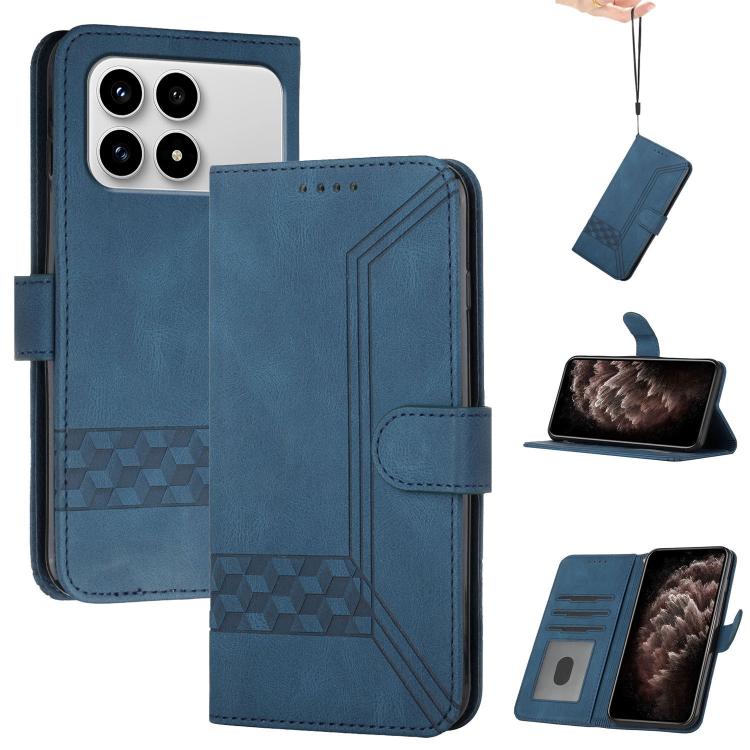 

For Redmi K90 / Poco F8 Pro 5G Cubic Skin Feel Flip Leather Phone Case(Blue)