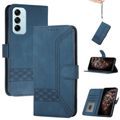 

For Samsung Galaxy M14 5G / F14 5G Cubic Skin Feel Flip Leather Phone Case(Blue)