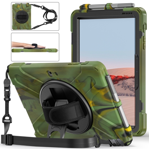 

For Microsoft Surface Go 4 / 3 / 2 / 1 Shockproof Colorful Silicone + PC Protective Case with Holder & Shoulder Strap & Hand Strap & Pen Slot (CP Camouflage)