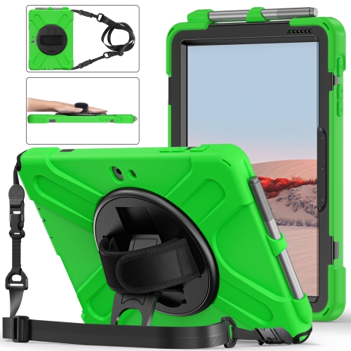 

For Microsoft Surface Go 4 / 3 / 2 / 1 Shockproof Colorful Silicone + PC Protective Case with Holder & Shoulder Strap & Hand Strap & Pen Slot(Green)