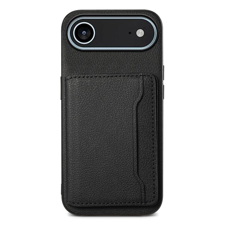 

For iPhone Air Calf Texture Card Bag Design Full Coverage Phone Case(Black)