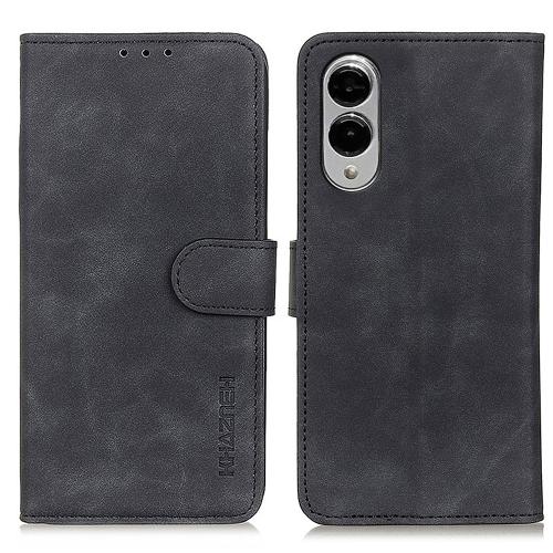 

For Samsung Galaxy S25 Edge 5G KHAZNEH Retro Texture Horizontal Flip Leather Phone Case(Black)