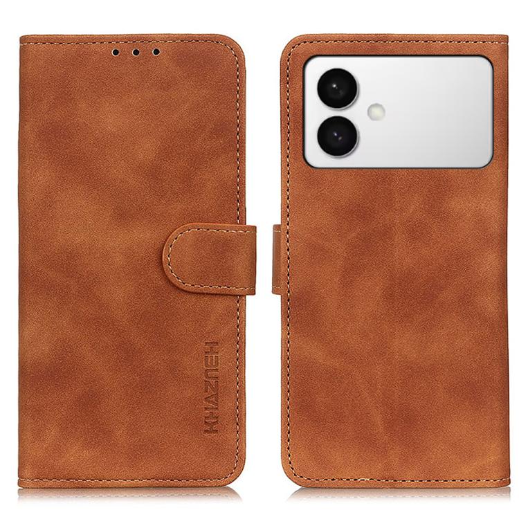 

For Samsung Galaxy S26 Edge 5G KHAZNEH Retro Texture Horizontal Flip Leather Phone Case(Brown)