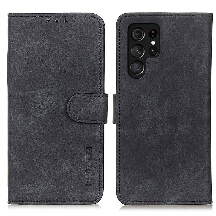 

For Samsung Galaxy S26 Ultra 5G KHAZNEH Retro Texture Horizontal Flip Leather Phone Case(Black)