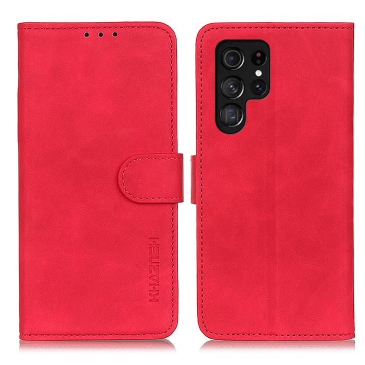 

For Samsung Galaxy S26 Ultra 5G KHAZNEH Retro Texture Horizontal Flip Leather Phone Case(Red)