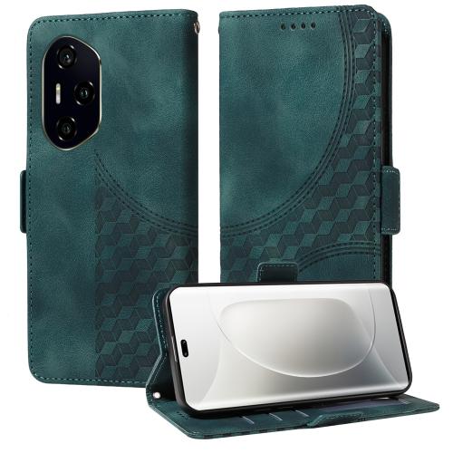 

For Honor 300 Ultra Embossed Rhombus Starry Leather Phone Case(Green)