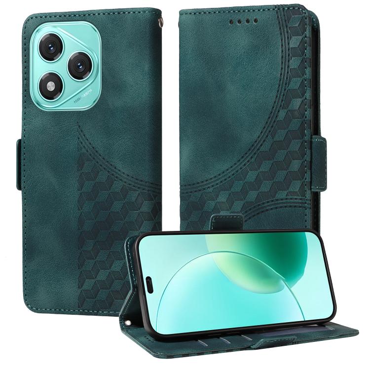 

For Honor 400 Lite Embossed Rhombus Starry Leather Phone Case(Green)