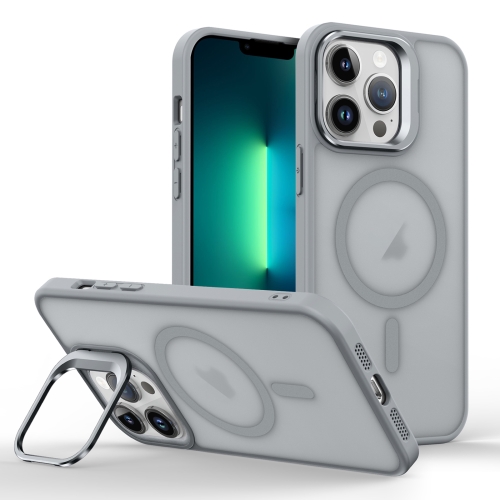 

For iPhone 13 Pro Magsafe Skin Feel Lens Holder Phone Case(Titanium Grey)