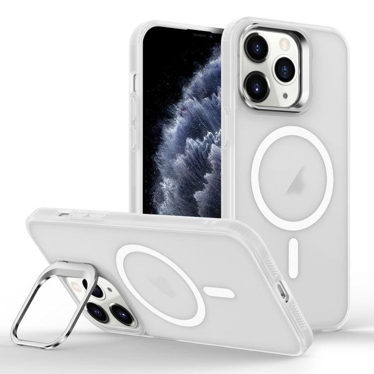 

For iPhone 11 Pro Max Skin Feel Lens Holder Magsafe Phone Case(Transparent)