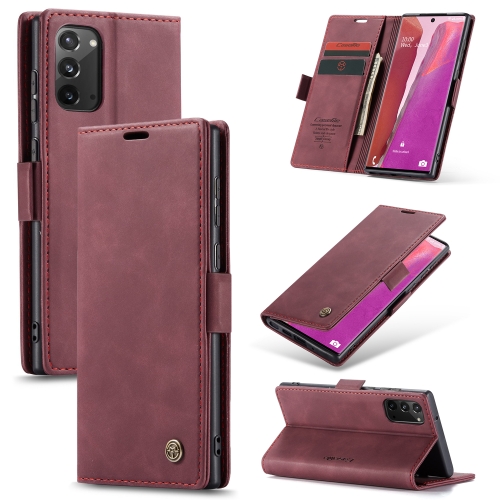 

For Samsung Galaxy Note20 CaseMe Multifunctional Horizontal Flip Leather Case, with Card Slot & Holder & Wallet(Wine Red)