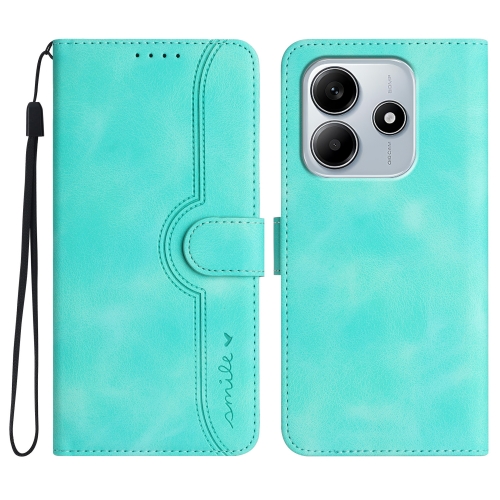 

For Redmi Note 14 5G Heart Pattern Skin Feel Leather Phone Case(Light Blue)