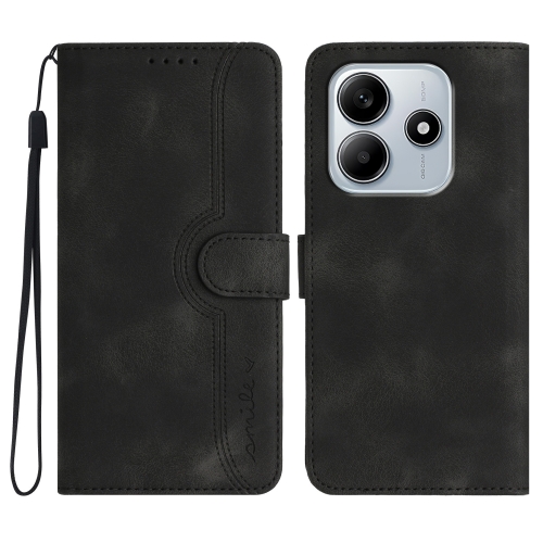 

For Redmi Note 14 5G Heart Pattern Skin Feel Leather Phone Case(Black)