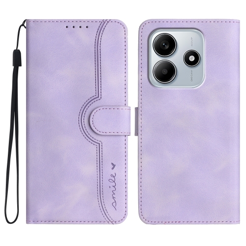 

For Redmi Note 14 5G Heart Pattern Skin Feel Leather Phone Case(Purple)