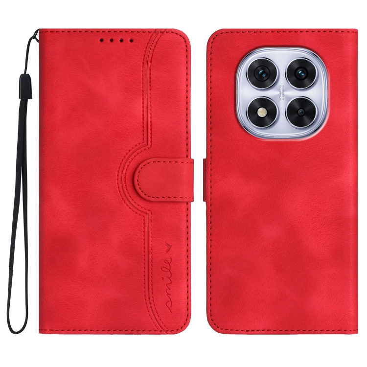

For Redmi Note 14 Pro 5G Heart Pattern Skin Feel Leather Phone Case(Red)