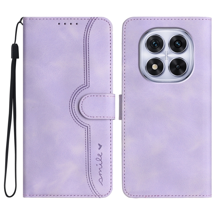 

For Redmi Note 14 Pro 5G Heart Pattern Skin Feel Leather Phone Case(Purple)