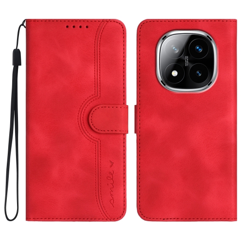 

For Redmi Note 14 Pro+ 5G Heart Pattern Skin Feel Leather Phone Case(Red)