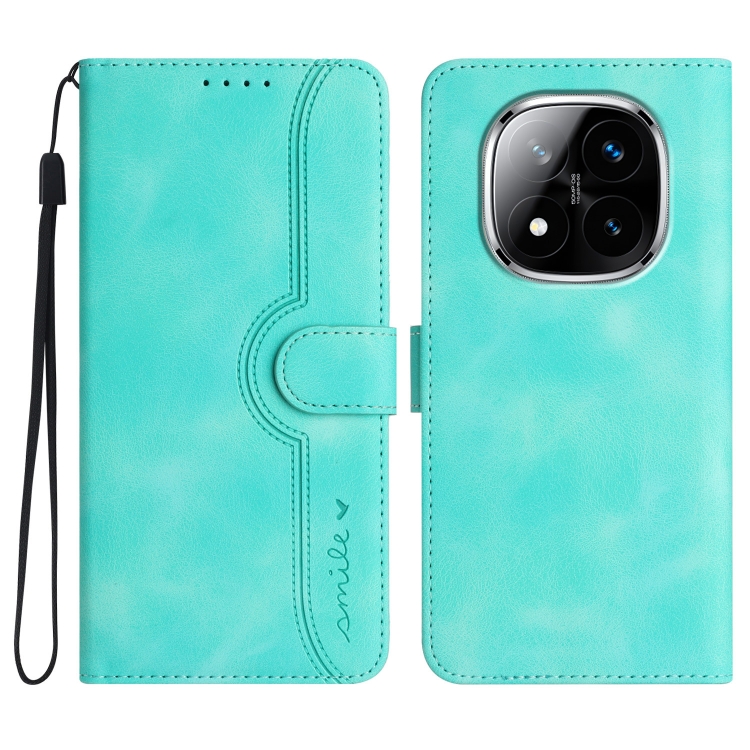 

For Redmi Note 14 Pro+ 5G Heart Pattern Skin Feel Leather Phone Case(Light Blue)