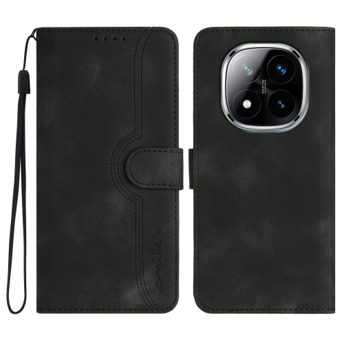 

For Redmi Note 14 Pro+ 5G Heart Pattern Skin Feel Leather Phone Case(Black)