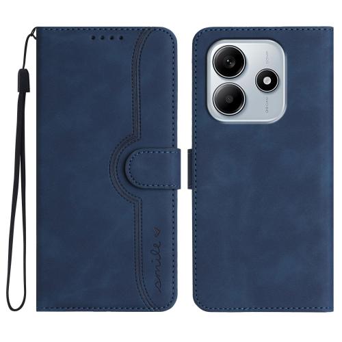 

For Redmi Note 14 4G 163.25mm Heart Pattern Skin Feel Leather Phone Case(Royal Blue)