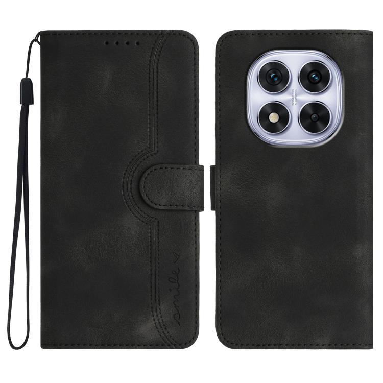 

For Redmi Note 14 Pro 4G Heart Pattern Skin Feel Leather Phone Case(Black)