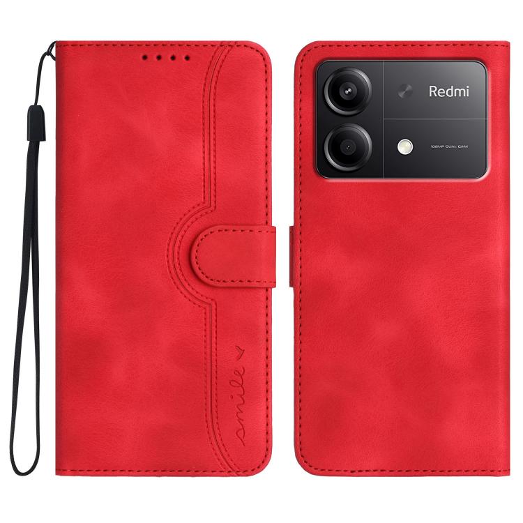 

For Redmi Note 13R Pro / Xiaomi Poco X6 Neo Heart Pattern Skin Feel Leather Phone Case(Red)