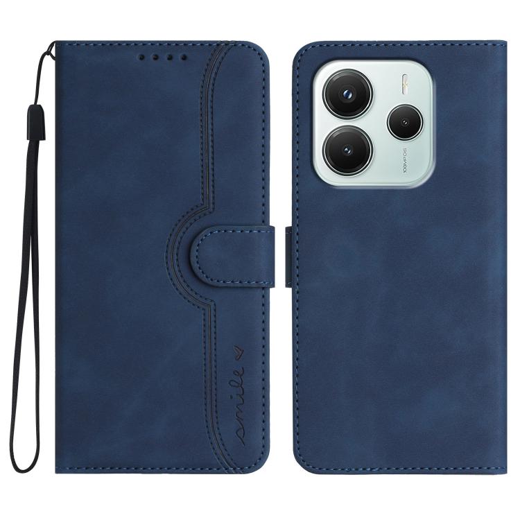 

For Redmi Note 14 4G 164.84mm Heart Pattern Skin Feel Leather Phone Case(Royal Blue)