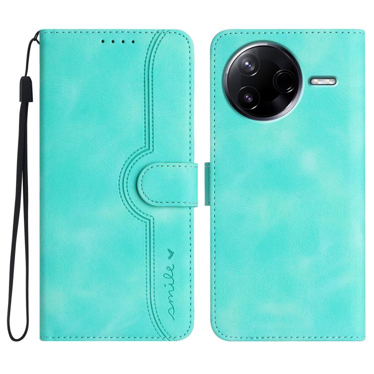 

For Redmi K80 / Xiaomi Poco F7 Pro Heart Pattern Skin Feel Leather Phone Case(Light Blue)