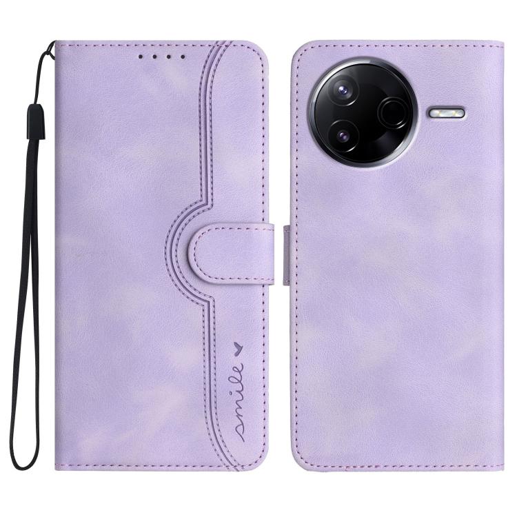 

For Redmi K80 / Xiaomi Poco F7 Pro Heart Pattern Skin Feel Leather Phone Case(Purple)
