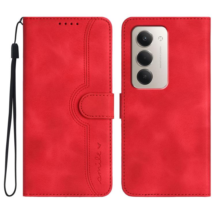 

For Redmi 15 5G Global / 15 4G SEA 169.5mm Heart Pattern Skin Feel Leather Phone Case(Red)