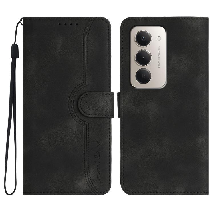 

For Redmi 15 5G Global / 15 4G SEA 169.5mm Heart Pattern Skin Feel Leather Phone Case(Black)
