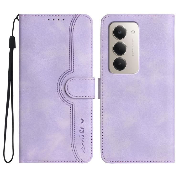 

For Redmi 15 5G Global / 15 4G SEA 169.5mm Heart Pattern Skin Feel Leather Phone Case(Purple)