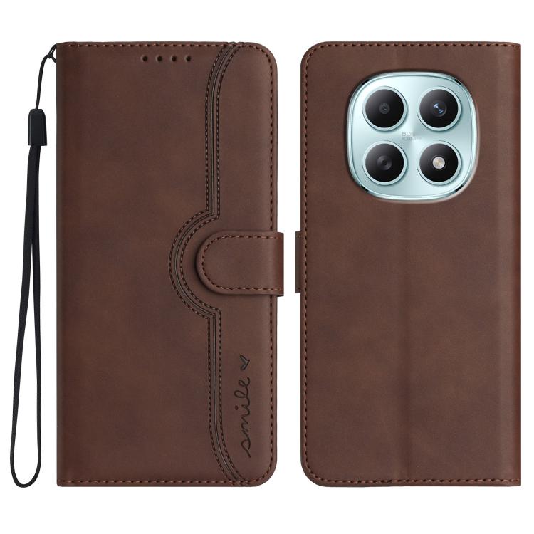 

For Redmi Note 15 4G / 5G 164mm / Poco M8 5G Heart Pattern Skin Feel Leather Phone Case(Brown)