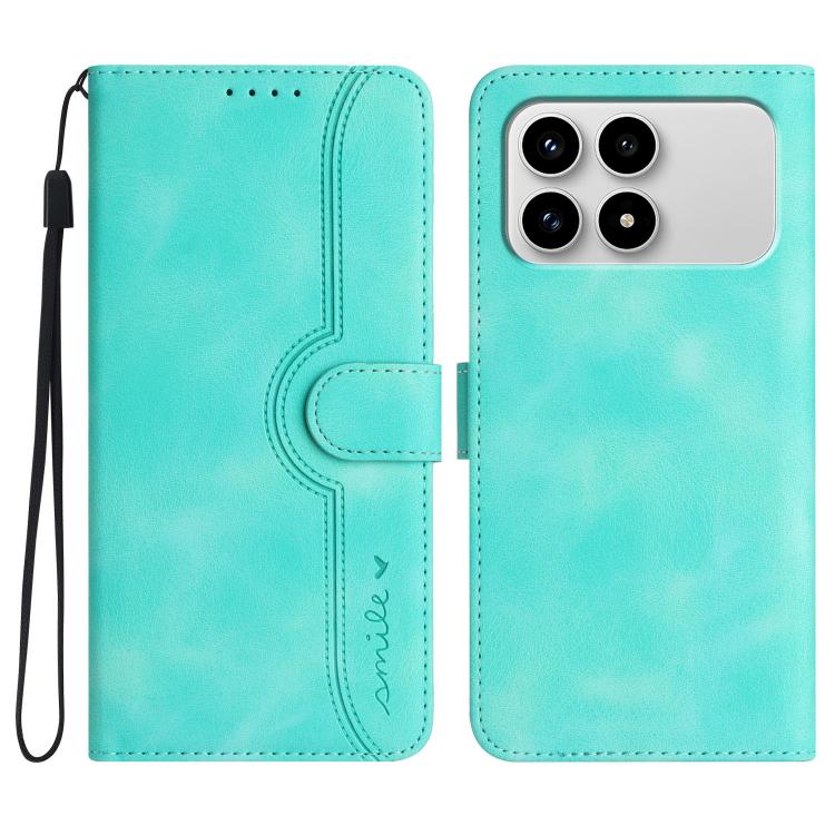 

For Redmi K90 / Poco F8 Pro 5G Heart Pattern Skin Feel Leather Phone Case(Light Blue)