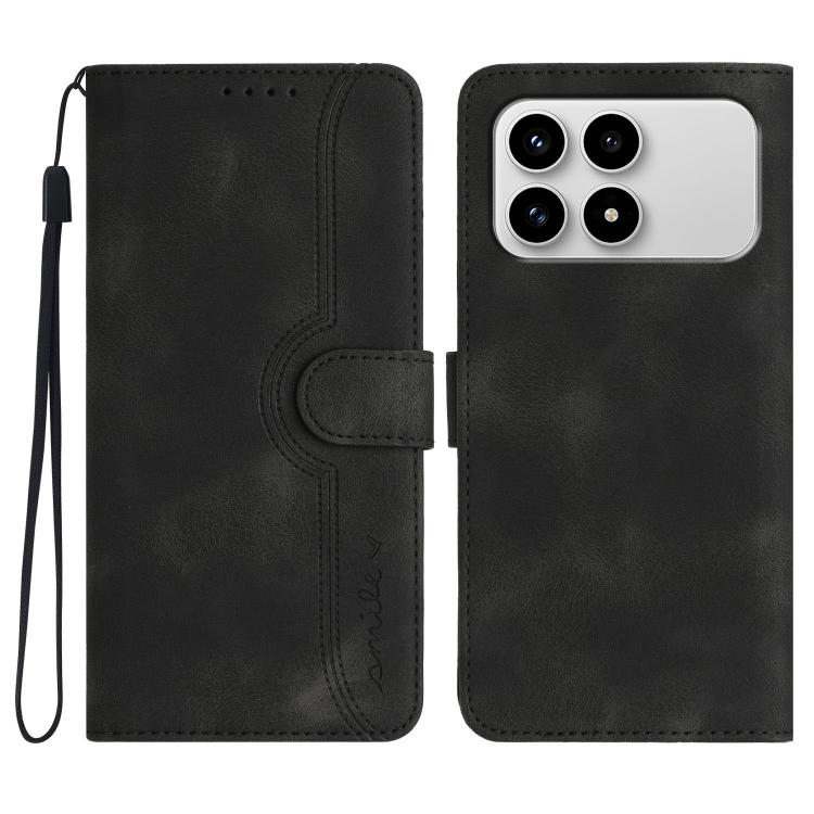 

For Redmi K90 / Xiaomi Poco F8 Pro 5G Heart Pattern Skin Feel Leather Phone Case(Black)