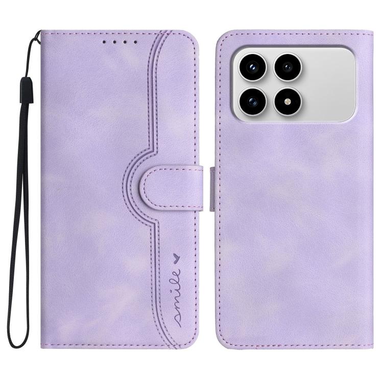 

For Redmi K90 Heart Pattern Skin Feel Leather Phone Case(Purple)