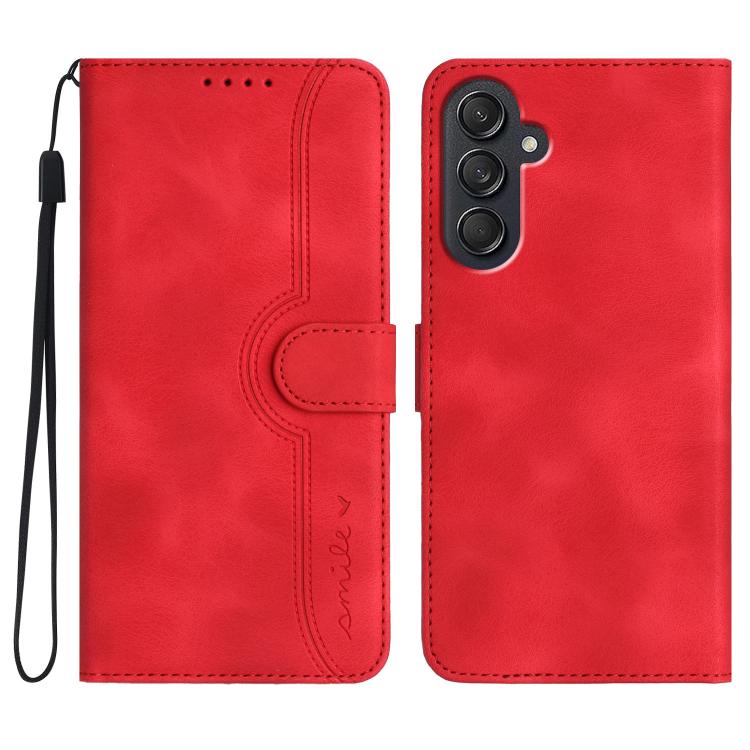 

For Samsung Galaxy M35 Heart Pattern Skin Feel Leather Phone Case(Red)