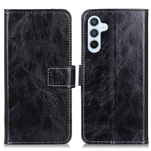 

For Samsung Galaxy S24 FE 5G Retro Crazy Horse Texture Leather Phone Case(Black)