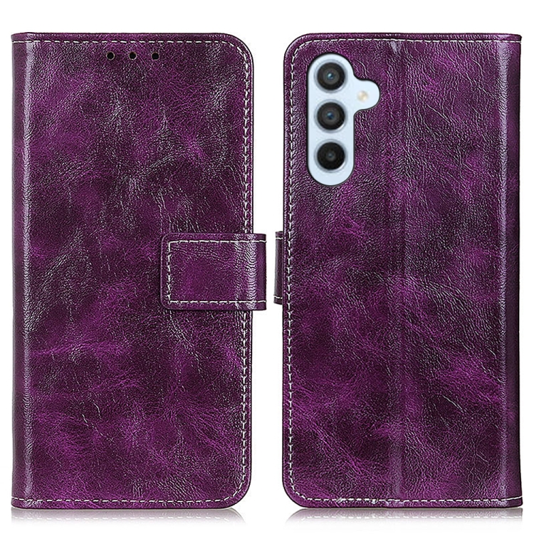 

For Samsung Galaxy S24 FE 5G Retro Crazy Horse Texture Leather Phone Case(Purple)