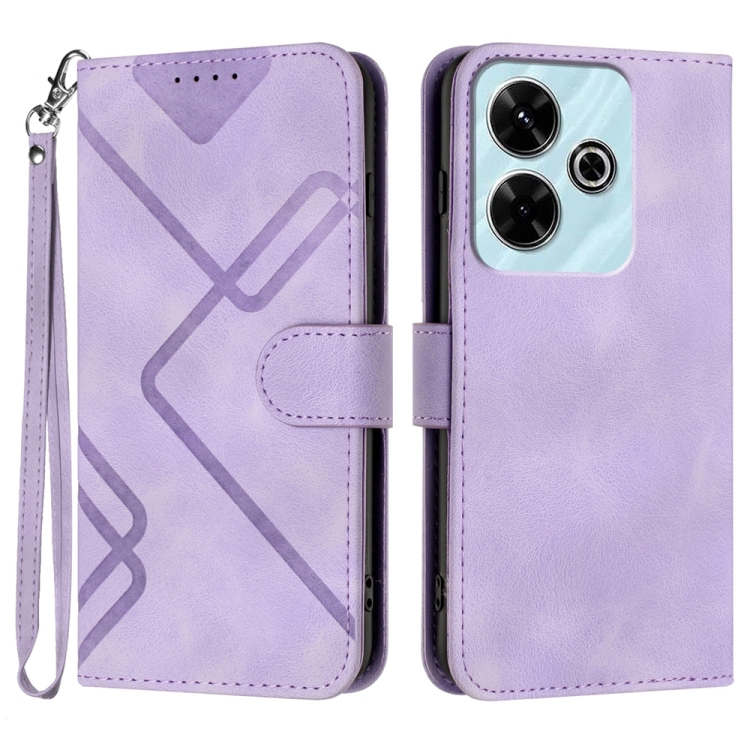 

For Redmi 13 4G Line Pattern Skin Feel Leather Phone Case(Light Purple)