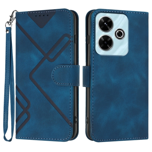 

For Redmi 13 4G Line Pattern Skin Feel Leather Phone Case(Royal Blue)