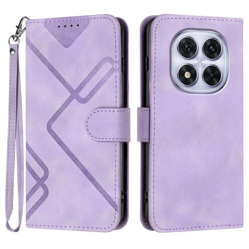 

For Redmi Note 14 Pro 5G Line Pattern Skin Feel Leather Phone Case(Light Purple)