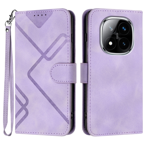 

For Redmi Note 14 Pro+ 5G Line Pattern Skin Feel Leather Phone Case(Light Purple)