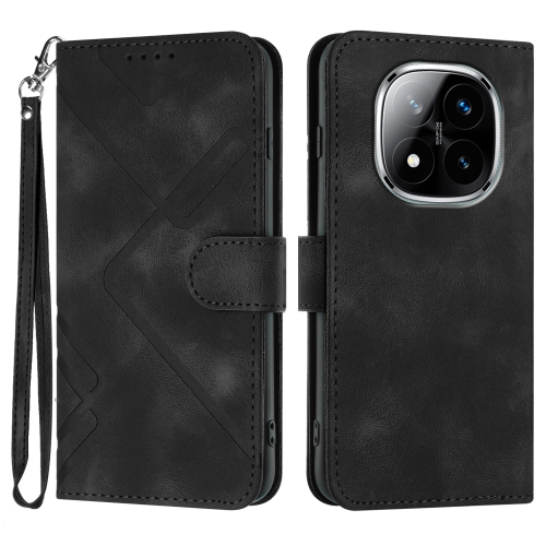 

For Redmi Note 14 Pro+ 5G Line Pattern Skin Feel Leather Phone Case(Black)