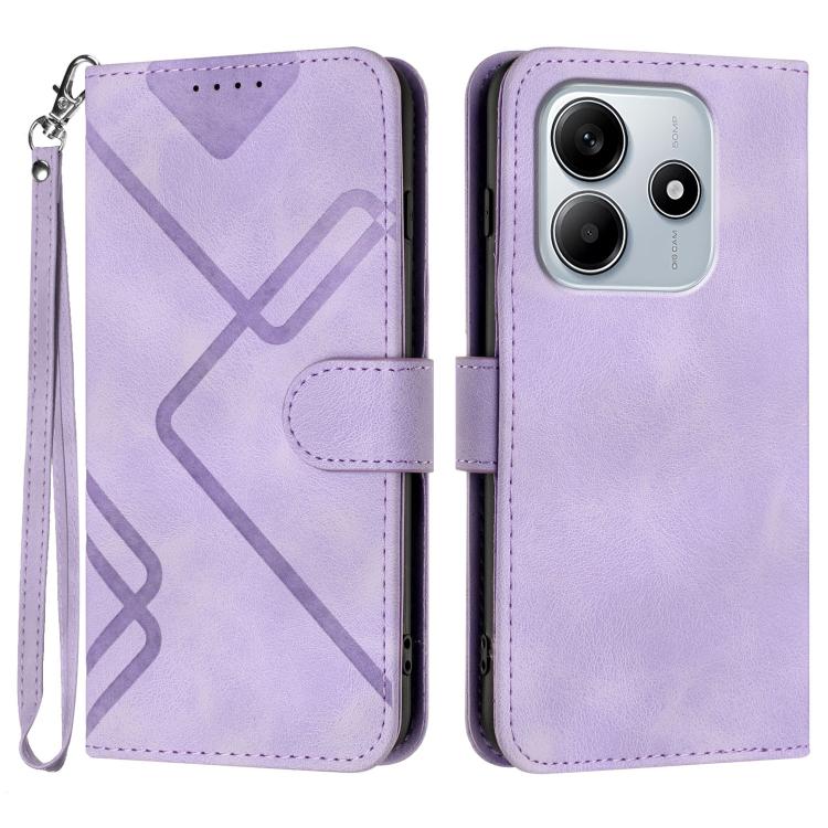 

For Redmi Note 14 4G 163.25mm Line Pattern Skin Feel Leather Phone Case(Light Purple)