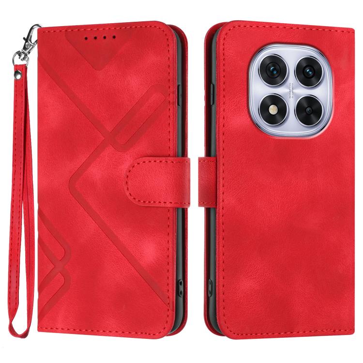 

For Redmi Note 14 Pro 4G Line Pattern Skin Feel Leather Phone Case(Red)