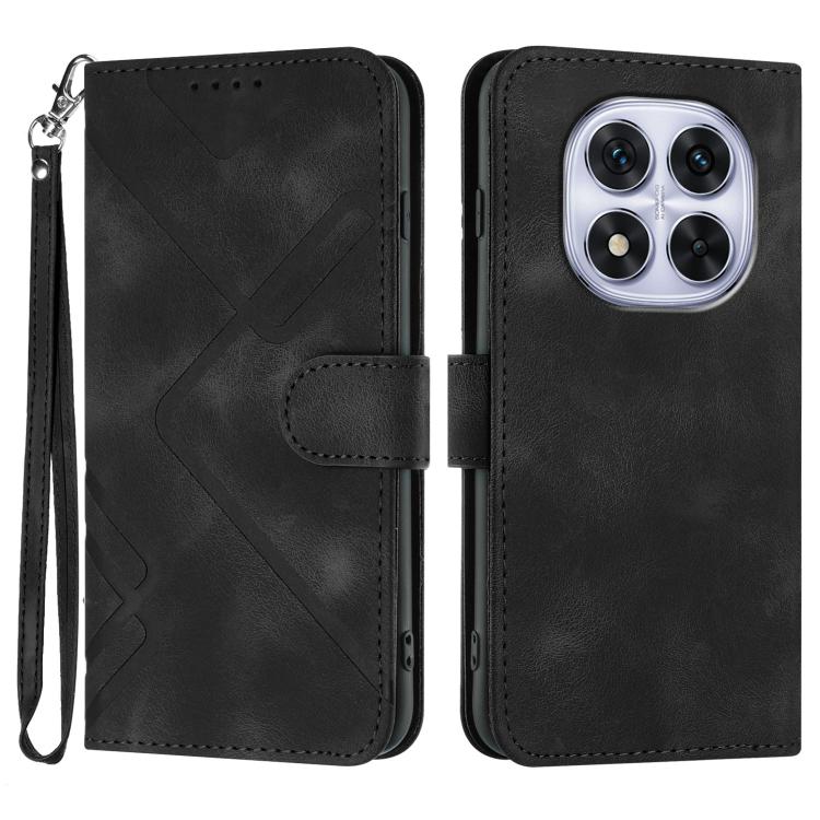 

For Redmi Note 14 Pro 4G Line Pattern Skin Feel Leather Phone Case(Black)