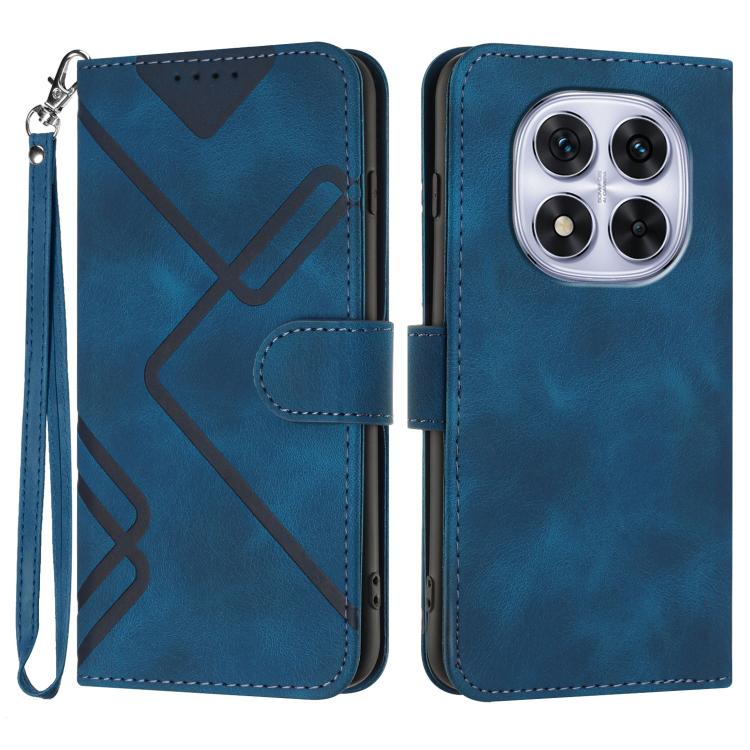 

For Redmi Note 14 Pro 4G Line Pattern Skin Feel Leather Phone Case(Royal Blue)