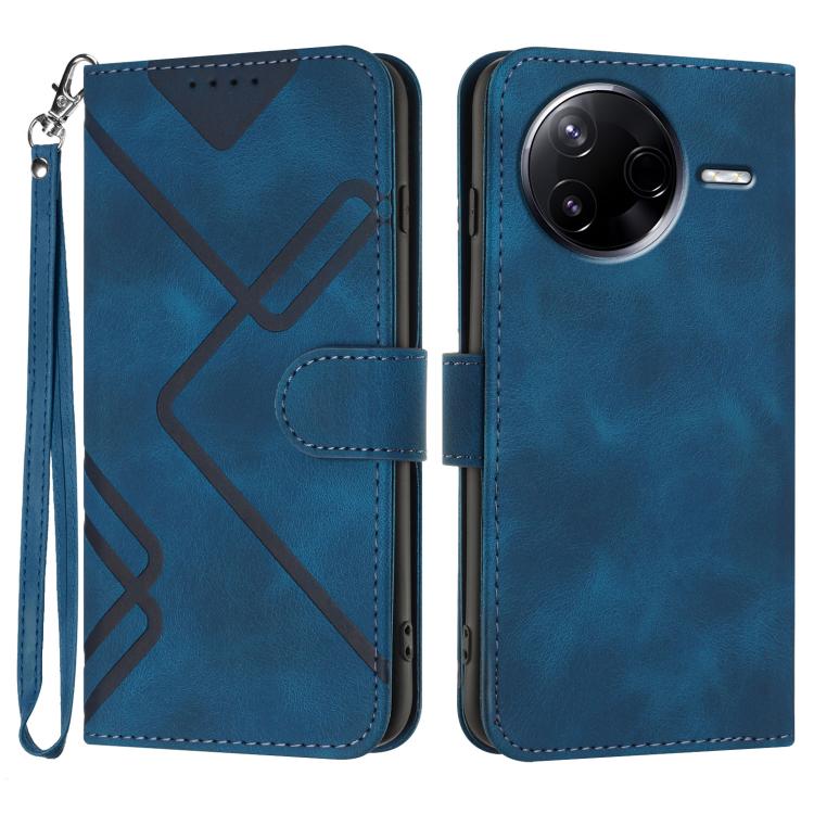 

For Redmi K80 / Xiaomi Poco F7 Pro Line Pattern Skin Feel Leather Phone Case(Royal Blue)