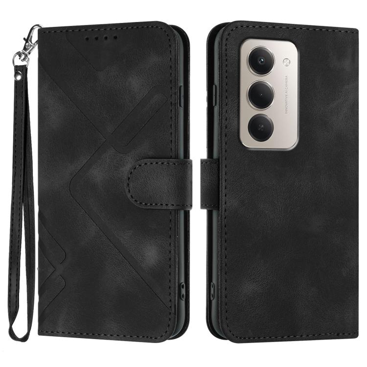 

For Redmi 15 5G / 4G EU 171mm Line Pattern Skin Feel Leather Phone Case(Black)