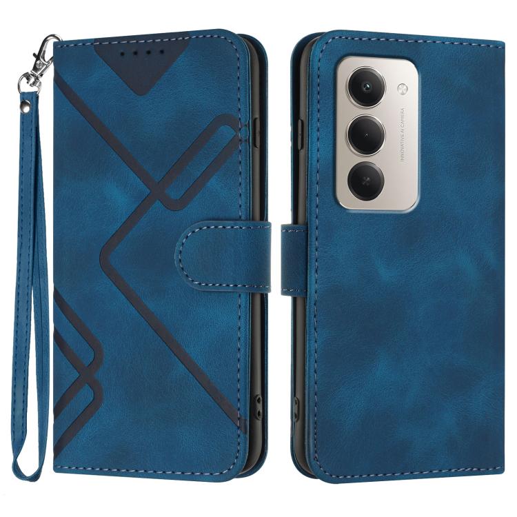 

For Redmi 15 5G / 4G EU 171mm Line Pattern Skin Feel Leather Phone Case(Royal Blue)